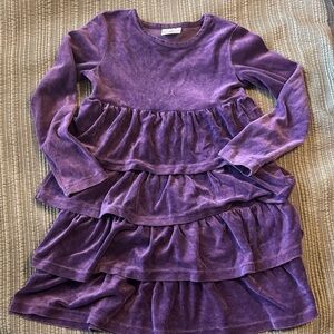 Hanna Andersson Purple Velvet Ruffle Dress